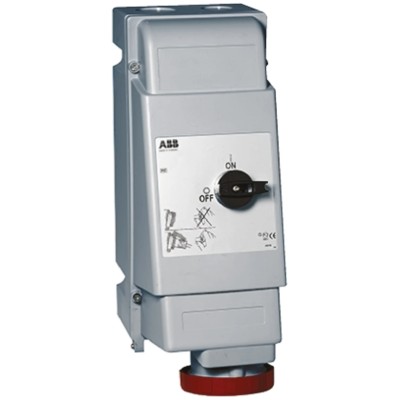 Amphenol Industrial Socket Switchable IP67 3+N+E, Earthing Position 6h Straight Industrial Interlock 63A 415V IP67