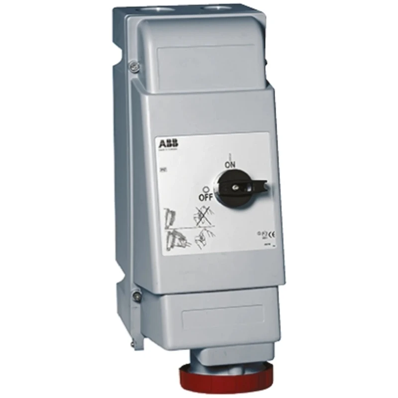 Amphenol Industrial Socket Switchable IP67 3+N+E, Earthing Position 6h Straight Industrial Interlock 63A 415V IP67