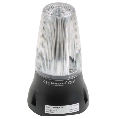 Moflash LEDA125 Series Clear Sounder-Beacon Combination, IP65, 24V DC, 90 dB Electronic LED Sounder LEDA125-01
