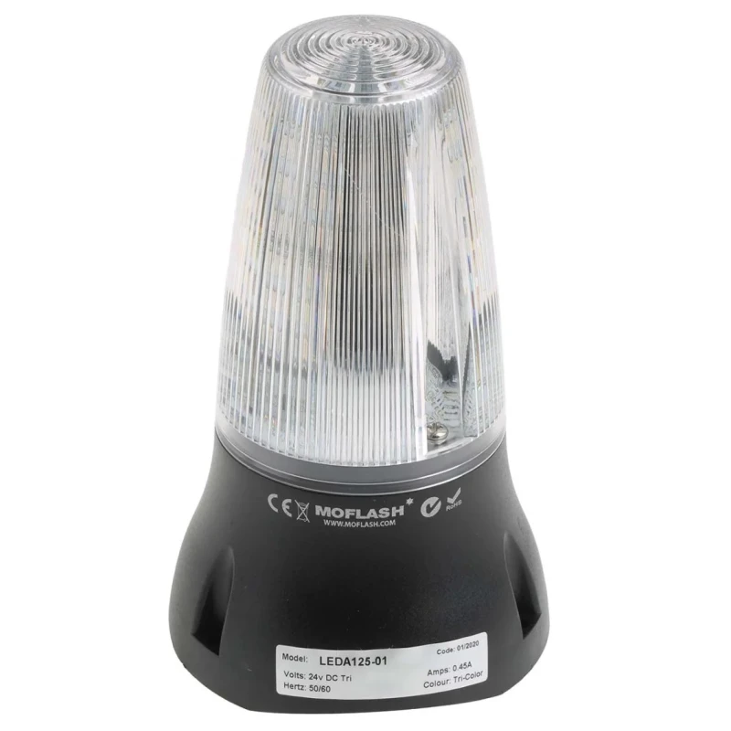 Moflash LEDA125 Series Clear Sounder-Beacon Combination, IP65, 24V DC, 90 dB Electronic LED Sounder LEDA125-01