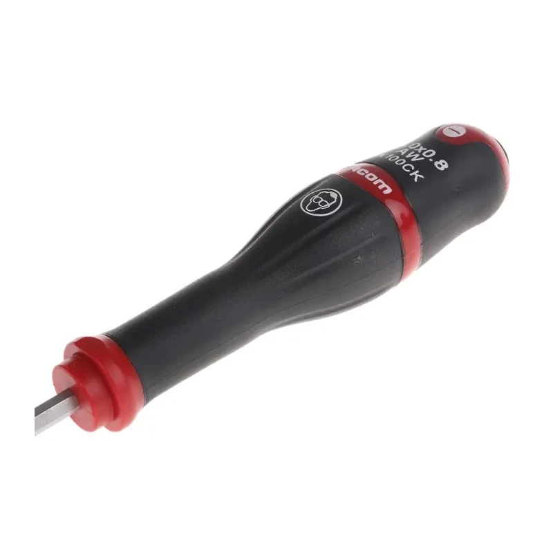 Facom Standard Slotted Screwdriver, 100 mm Blade Length, 204 mm Overall Length, Insulated Polyamide Handle, Steel ATW4X100CK
