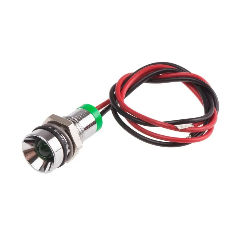 RS PRO Green Panel Mount Indicator 2V DC 20mA Lead Wire Termination IP67 Recessed 723-9312