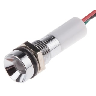 RS PRO Panel Mount Indicator 24V dc Lead Wire Termination IP67 Recessed Silver Bezel IP67