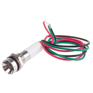 RS PRO Panel Mount Indicator 12V DC Lead Wire Termination IP67 Recessed Silver Bezel IP67
