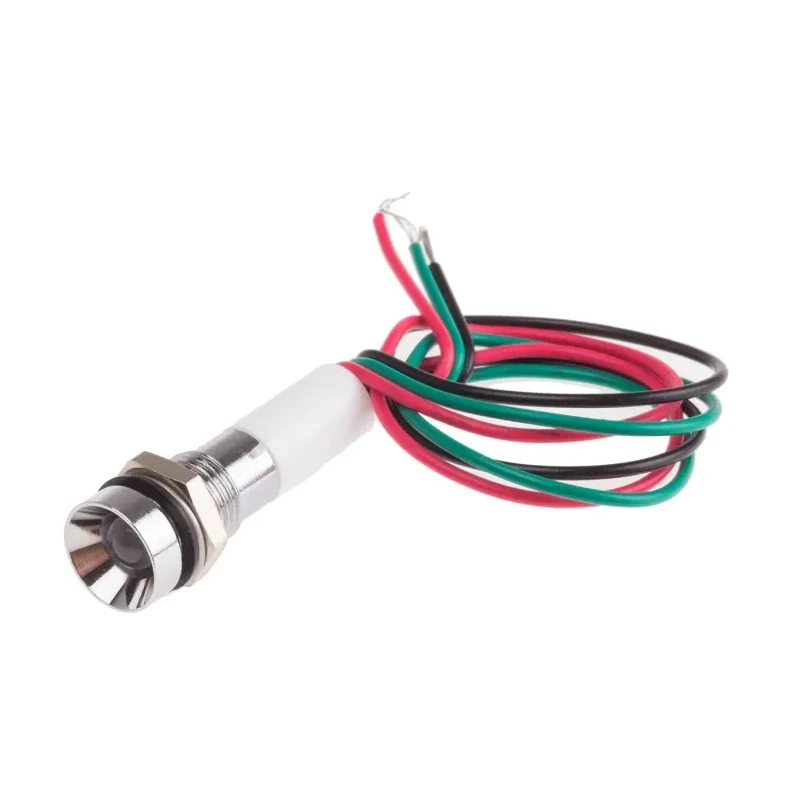 RS PRO Panel Mount Indicator 12V DC Lead Wire Termination IP67 Recessed Silver Bezel IP67