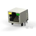TE Connectivity RJ45 Connector Male Board Mount Cat5 Shielded Right Angle 2 Port 8 Way RJ45