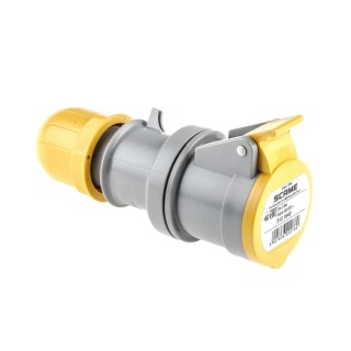 Scame Industrial Power Connector 16A 110V IP44 Yellow Cable Mount 2P+PE Optima IP44