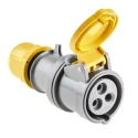 Scame Industrial Power Connector 16A 110V IP44 Yellow Cable Mount 2P+PE Optima IP44