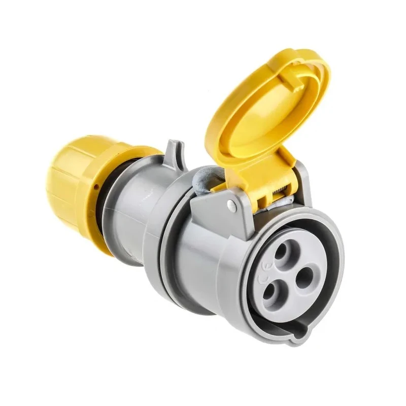 Scame Industrial Power Connector 16A 110V IP44 Yellow Cable Mount 2P+PE Optima IP44