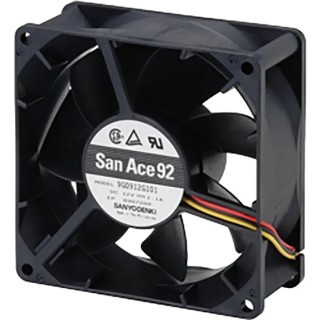 Sanyo Denki 9G Series Axial Fan 24V DC 186.9 m³/h 13.2W 550 mA Max IP68 92x92x38 mm 