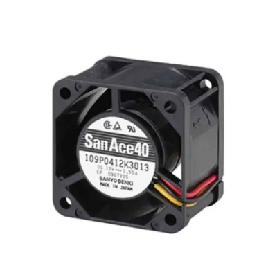 Sanyo Denki 109P Series Axial Fan, 24V DC, 4.32W Power Consumption, 16.2 CFM Airflow, 6300 RPM, IP68 Protection 109P0424J3013