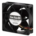 Sanyo Denki 9GA Series Axial Fan, 24V DC, 146.9 m³/h Airflow, 10.1 W Power, 420 mA Current, 80mm Square Frame 9GA0824P2S001