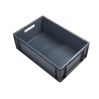 RS PRO 40L Grey Polypropylene Euro Container, Stackable Storage Box 200mm x 400mm x 600mm 725-9161