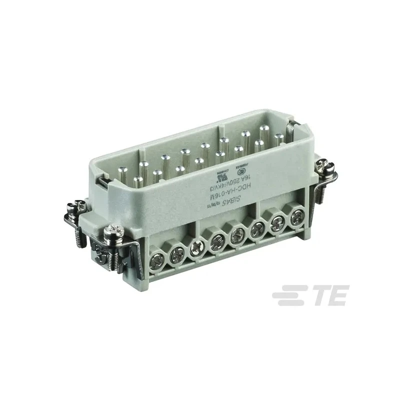 TE Connectivity Heavy Duty Power Connector Insert 16A 250V Panel Mount 16 Contacts Male HDC HA Series T2010162101-000