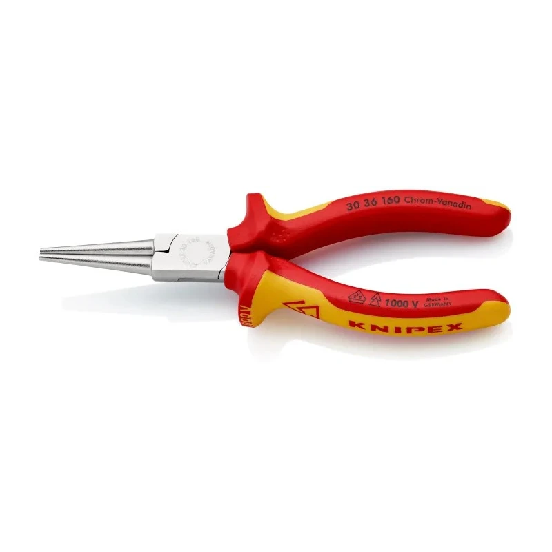 Knipex 1-Piece Round Nose Plier, 160mm Overall Length, 41mm Jaw, VDE/1000V Approved 30 36 160