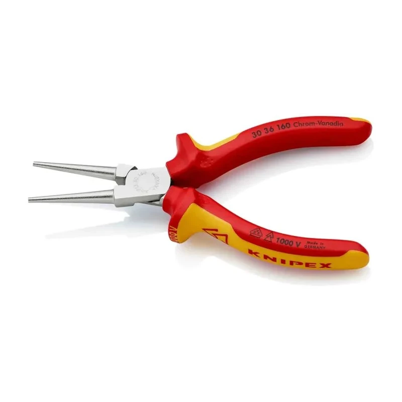 Knipex 1-Piece Round Nose Plier, 160mm Overall Length, 41mm Jaw, VDE/1000V Approved 30 36 160