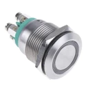 Bulgin Illuminated Push Button Switch 19.2mm Panel Cutout, Momentary SPST, Green LED, IP66, 24V DC MPI002/TE/GN/12