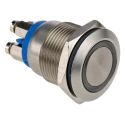 Bulgin Illuminated Momentary Push Button Switch Panel Mount SPST Blue LED IP66 24 V dc MPI002