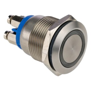 Bulgin Illuminated Momentary Push Button Switch Panel Mount SPST Blue LED IP66 24 V dc MPI002
