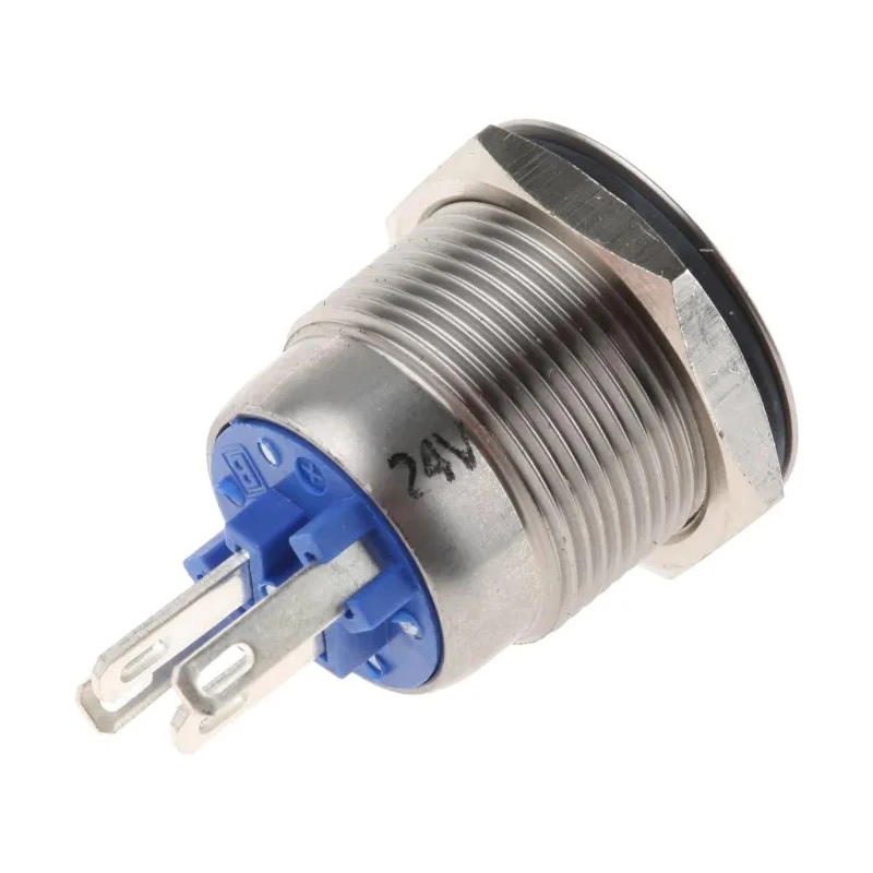Bulgin Illuminated Momentary Push Button Switch Panel Mount 19.2 mm Cutout SPST Blue LED IP66 24 V dc MPI002