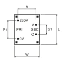 Block PCB Transformer 12 V ac 1 Output Pin, 0.5 VA, C-UL-US, ENEC 10 (VDE) VB 0,5/1/12