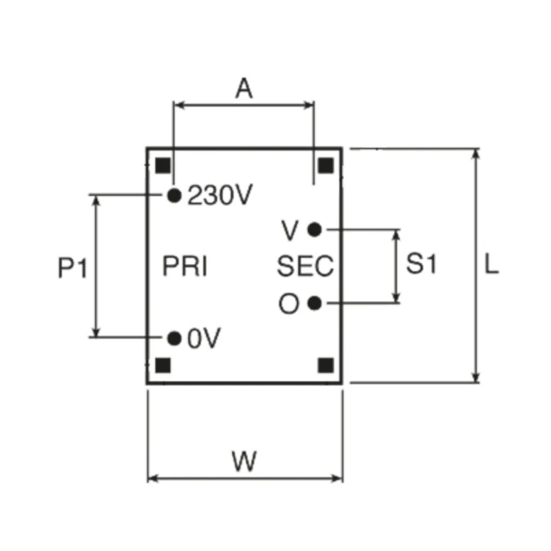 Block PCB Transformer 12 V ac 1 Output Pin, 0.5 VA, C-UL-US, ENEC 10 (VDE) VB 0,5/1/12