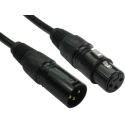 RS PRO Male XLR3 to Female XLR3 XLR Cable Black 1 m XLR3