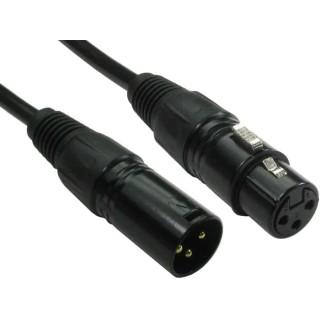 RS PRO Male XLR3 to Female XLR3 XLR Cable Black 1 m XLR3