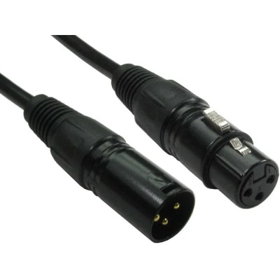 RS PRO Male XLR3 to Female XLR3 XLR Cable Black 1 m XLR3
