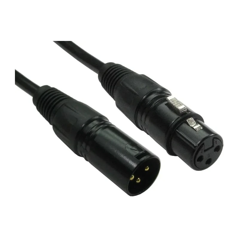 RS PRO Male XLR3 to Female XLR3 XLR Cable Black 1 m XLR3