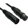 RS PRO Male XLR3 to Female XLR3 XLR Cable Black 1 m XLR3