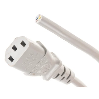 RS PRO IEC C13 to Unterminated Power Cord 2 m Grey PVC 250V 10A 731-6175