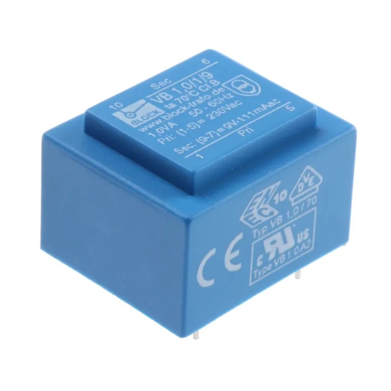 Block PCB Transformer 230 V ac Primary Voltage 9 V ac Secondary Voltage 1 VA Power VB 1,0/1/9