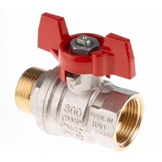 RS PRO Brass Threaded 2-Way Ball Valve 3/4 in Male/Female, Full Port, 32 bar Pressure, PVC Coated Steel Handle 733-5227