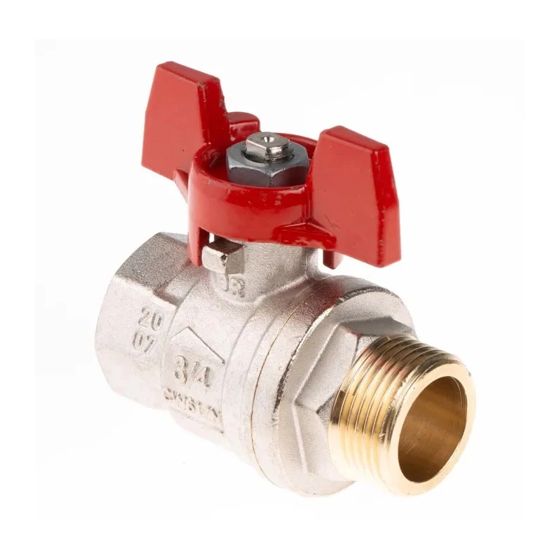RS PRO Brass Threaded 2-Way Ball Valve 3/4 in Male/Female, Full Port, 32 bar Pressure, PVC Coated Steel Handle 733-5227