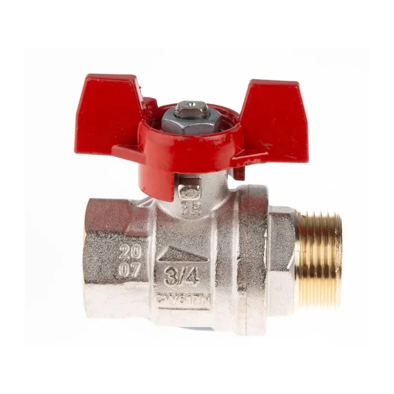 RS PRO Brass Threaded 2-Way Ball Valve 3/4 in Male/Female, Full Port, 32 bar Pressure, PVC Coated Steel Handle 733-5227