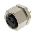 binder Circular Connector 2 Contacts Panel Mount M9 Socket Female IP40 Metal 125V 4A 711 Series 09-0074-00-02