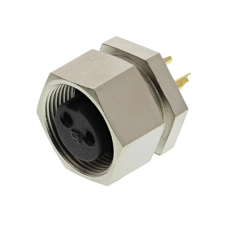 binder Circular Connector 2 Contacts Panel Mount M9 Socket Female IP40 Metal 125V 4A 711 Series 09-0074-00-02