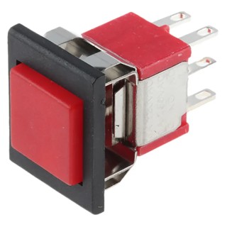 RS PRO Push Button Switch Momentary Panel Mount DPDT Red LED 28V DC 120V AC 734-6772