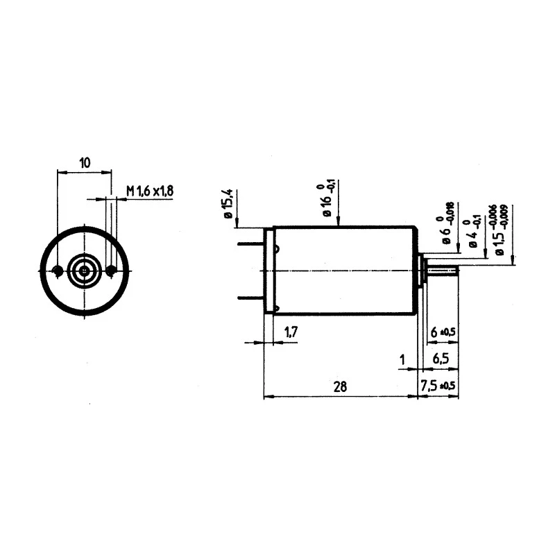 Portescap Low Inertia Type Servo Motor DC Motor 12V dc 2.3W 10800rpm 2.4mNm Torque 1.5mm Shaft Diameter 16N28-207E.201