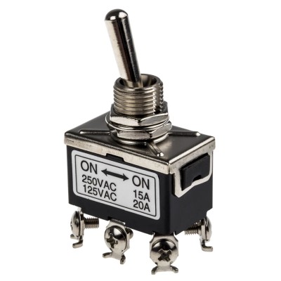 RS PRO Toggle Switch Panel Mount On-On DPDT Screw Terminal 24 V dc 7346805P