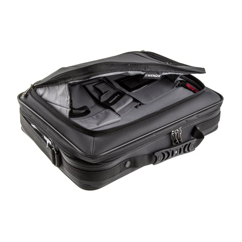 Wenger Insight 16in Briefcase Laptop Case Black Nylon Protective Organizer 600646