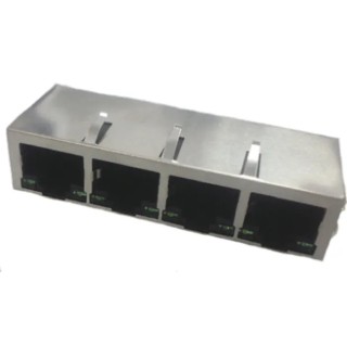 Halo Electronics RJ45 Connector Female Through Hole UTP Shield Straight 4 Port HFJ14-1G16ER-L12RL