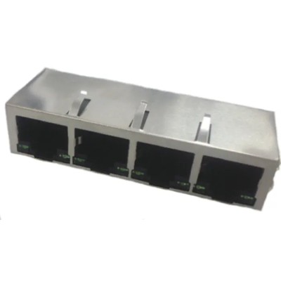 Halo Electronics RJ45 Connector Female Through Hole UTP Shield Straight 4 Port HFJ14-1G16ER-L12RL