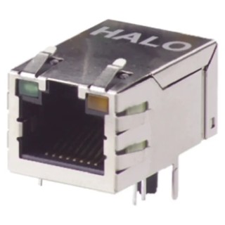 Halo Electronics HFJT1 Series RJ45 Connector Female, Through Hole UTP Shield Straight 1 Port HFJT1-1G16-L12RL