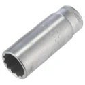 STAHLWILLE 3/8 in Drive 18 mm Bi-Hex Square Socket, Chrome Finish, 65mm Overall Length 02020018