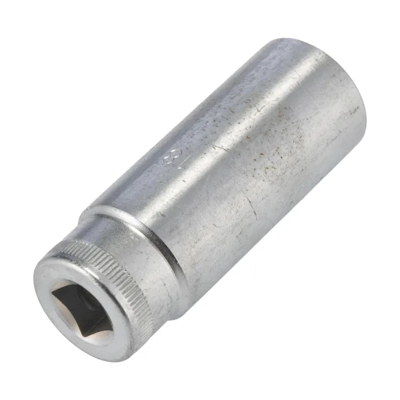 STAHLWILLE 3/8 in Drive 18 mm Bi-Hex Square Socket, Chrome Finish, 65mm Overall Length 02020018