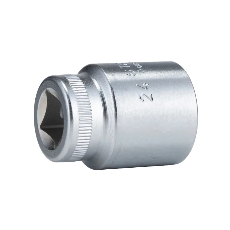 STAHLWILLE 1/2 in Drive 24 mm 12 Point Square Socket Chrome Finish 42mm Overall Length 03010024
