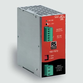 RS PRO Switched Mode DIN Rail Power Supply 345 V DC, 265 V AC AC/DC Input 55 V DC, 10 A Output, 240 W CPSB1