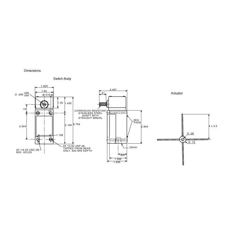 Honeywell Technologies HDLS Series Rod Limit Switch, SPDT, IP67, Die Cast Zinc Epoxy Coated Housing, 24V AC, 10A LSQ310-20